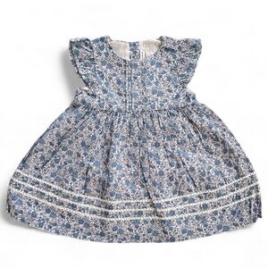 Janie and Jack Floral Short Ruffle Sleeve Dress Girls Size 12-18 Months NWT